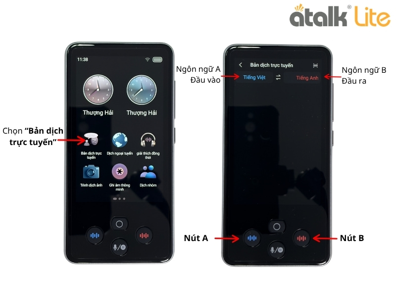 Cách Sử Dụng Tính Năng Dịch Trực Tuyến Trên Máy Dịch Ngôn Ngữ ATalk Lite Cách Sử Dụng Tính Năng Dịch Trực Tuyến Trên Máy Dịch Ngôn Ngữ ATalk Lite